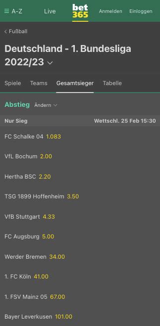 bundesliga absteiger quoten|Bundesliga Absteiger Wetten 2023/24 .